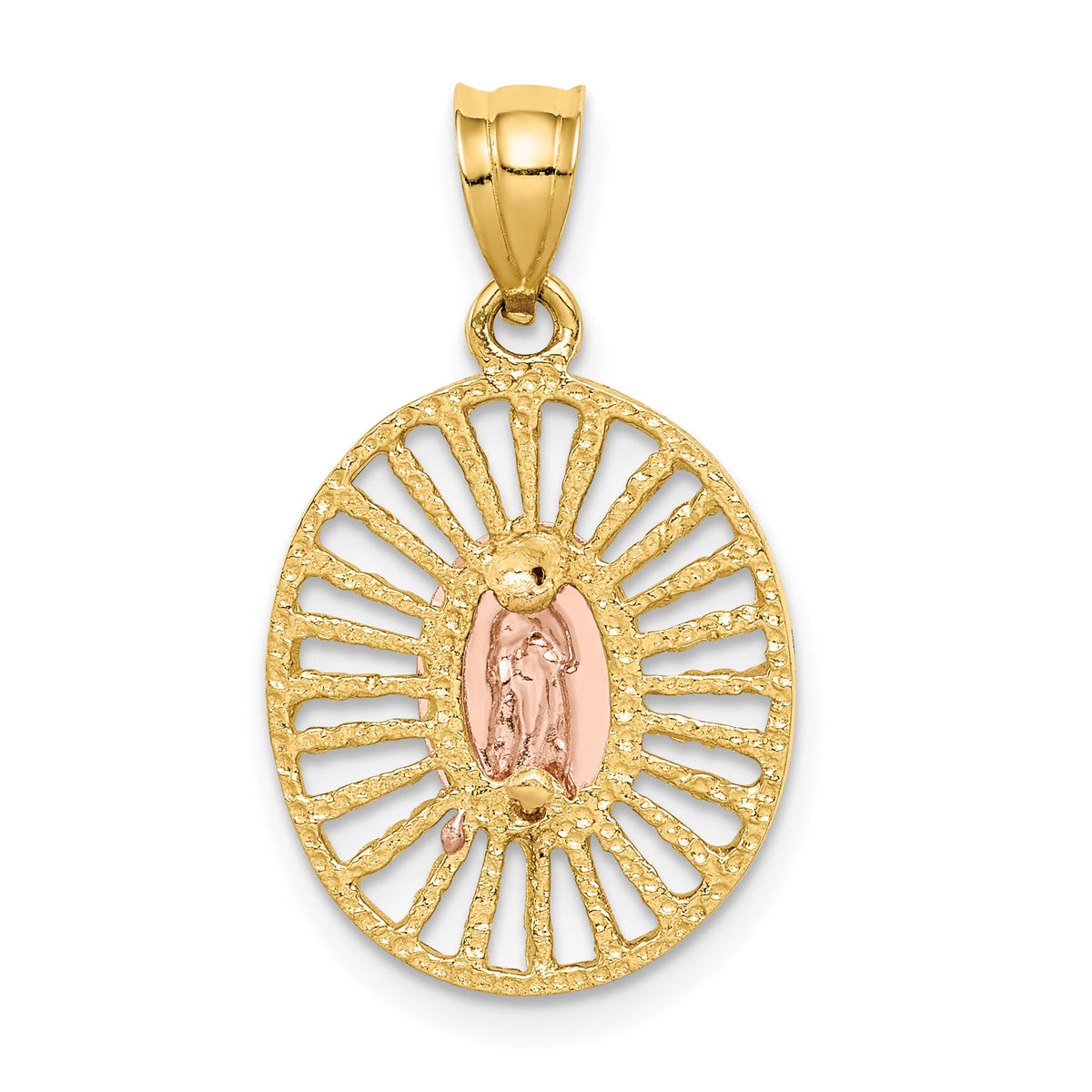 14K Two-tone & White Rhodium Polished Guadalupe Pendant-D4672