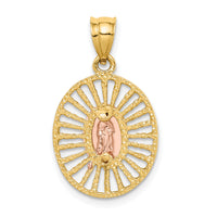 14K Two-tone & White Rhodium Polished Guadalupe Pendant-D4672