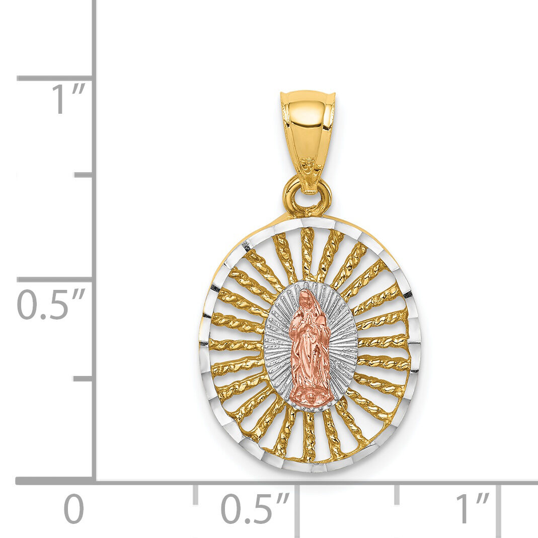 14K Two-tone & White Rhodium Polished Guadalupe Pendant-D4672
