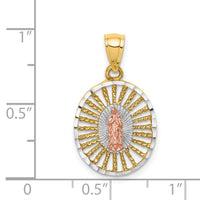 14K Two-tone & White Rhodium Polished Guadalupe Pendant-D4672