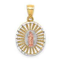 14K Two-tone & White Rhodium Polished Guadalupe Pendant-D4672