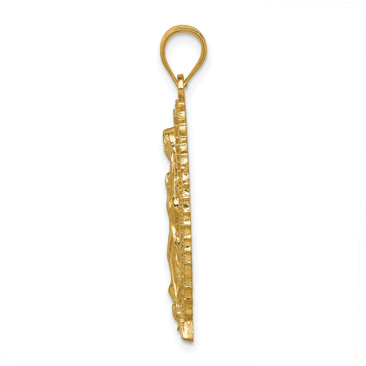 14K Polished & Textured Guadalupe Pendant-D4673