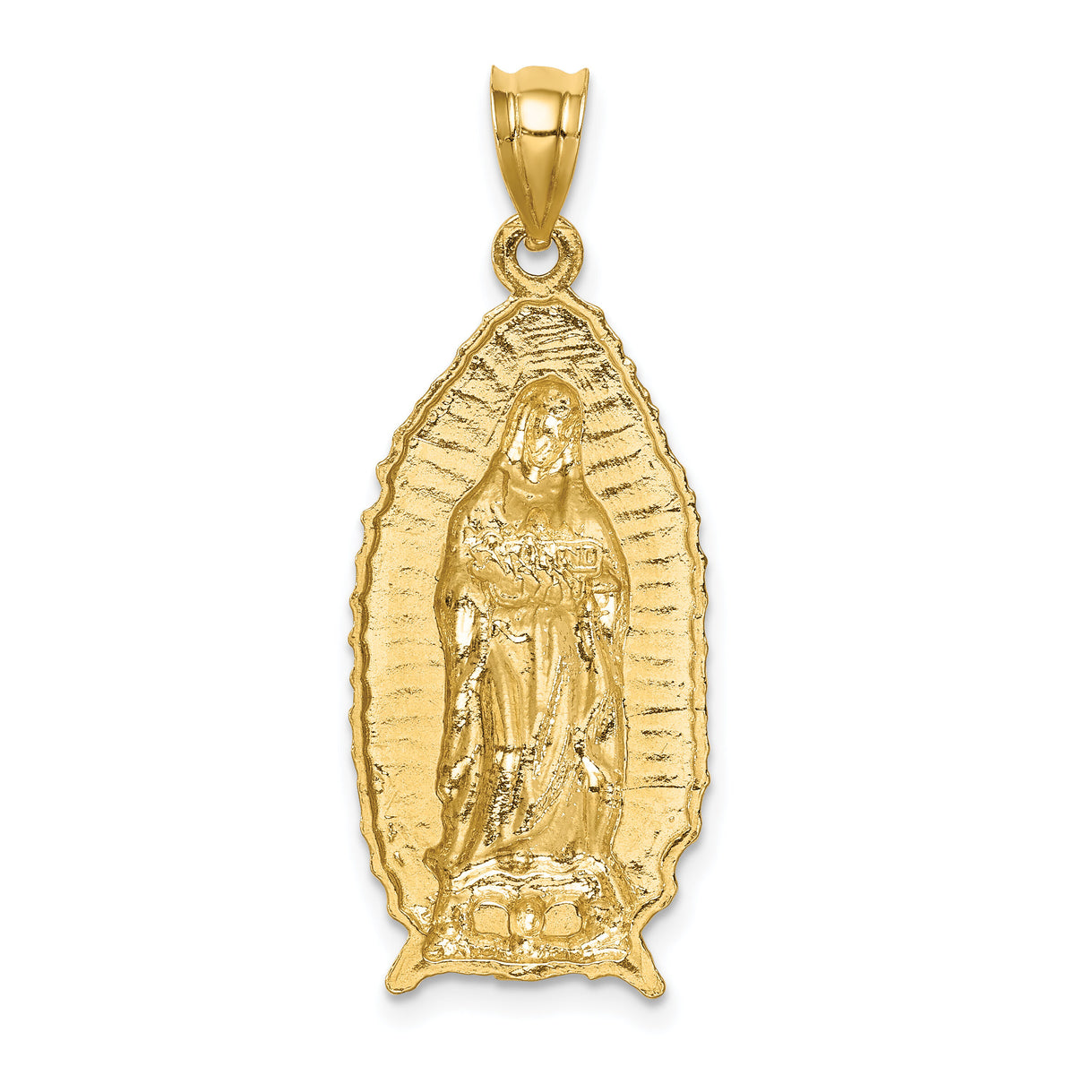 14K Polished & Textured Guadalupe Pendant-D4673