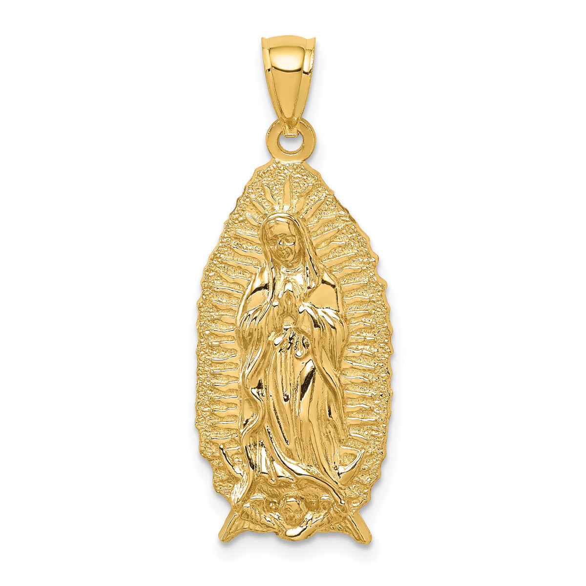 14K Polished & Textured Guadalupe Pendant-D4673