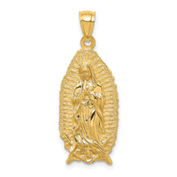14K Polished & Textured Guadalupe Pendant-D4673