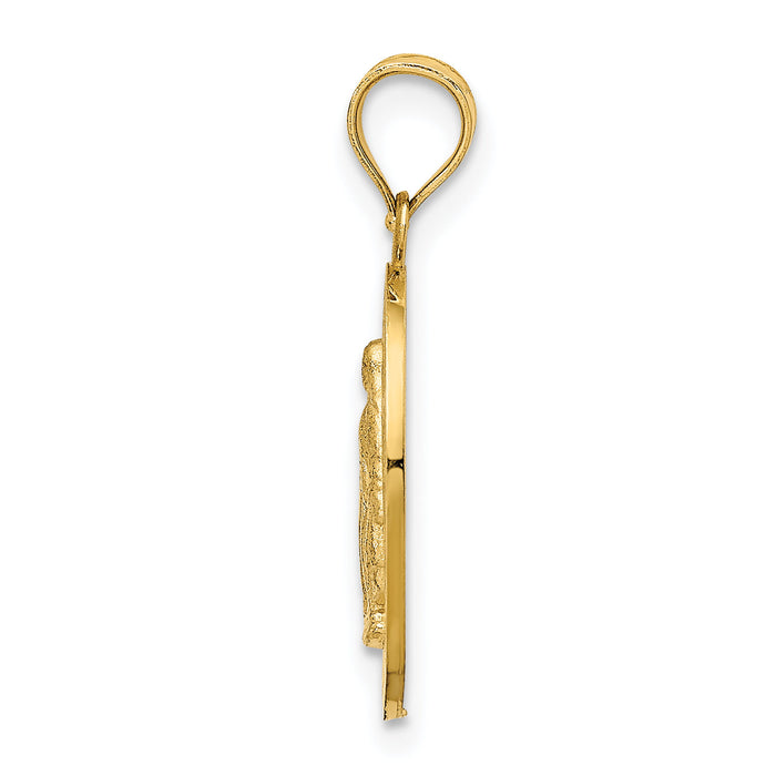 14K Polished Miraculous Medal Pendant-D4674