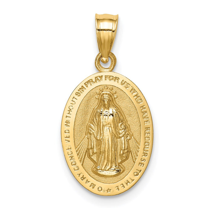 14K Polished Miraculous Medal Pendant-D4674