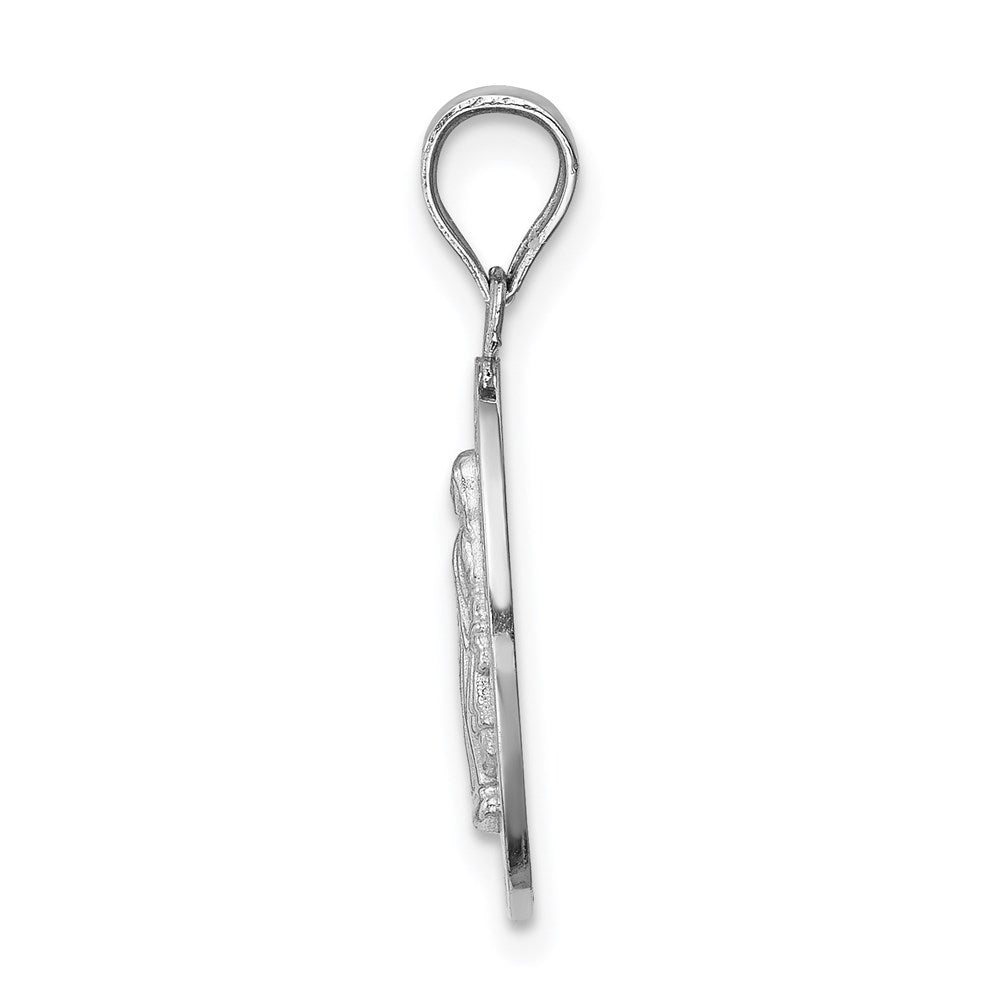 14K White Polished Miraculous Medal Pendant-D4675