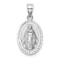14K White Polished Miraculous Medal Pendant-D4675