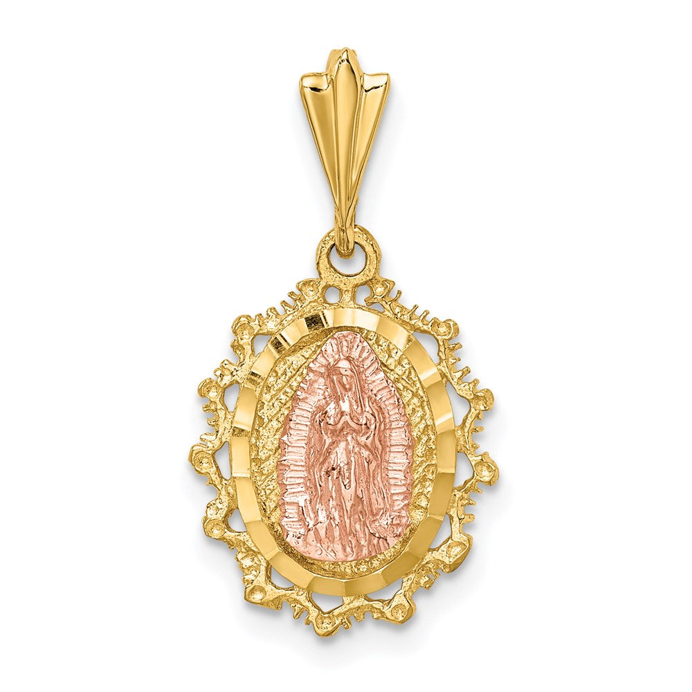 14K Two-tone Polished St. Mary Medal Pendant-D4676