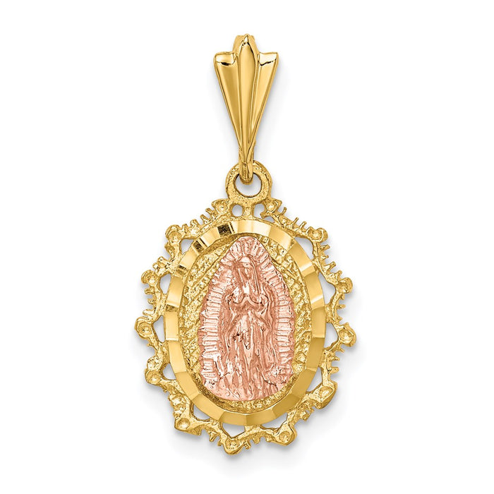 14K Two-tone Polished St. Mary Medal Pendant-D4676