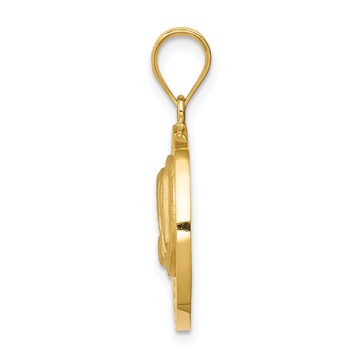 14K Brushed & Polished Virgin Mary Pendant-D4679
