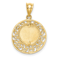 14K Brushed & Polished Virgin Mary Pendant-D4679