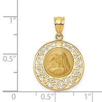 14K Brushed & Polished Virgin Mary Pendant-D4679