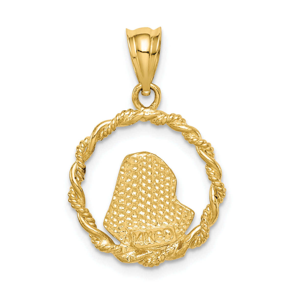 14K Brushed & Polished Diamond-cut Virgin Mary Pendant-D4680