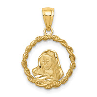 14K Brushed & Polished Diamond-cut Virgin Mary Pendant-D4680