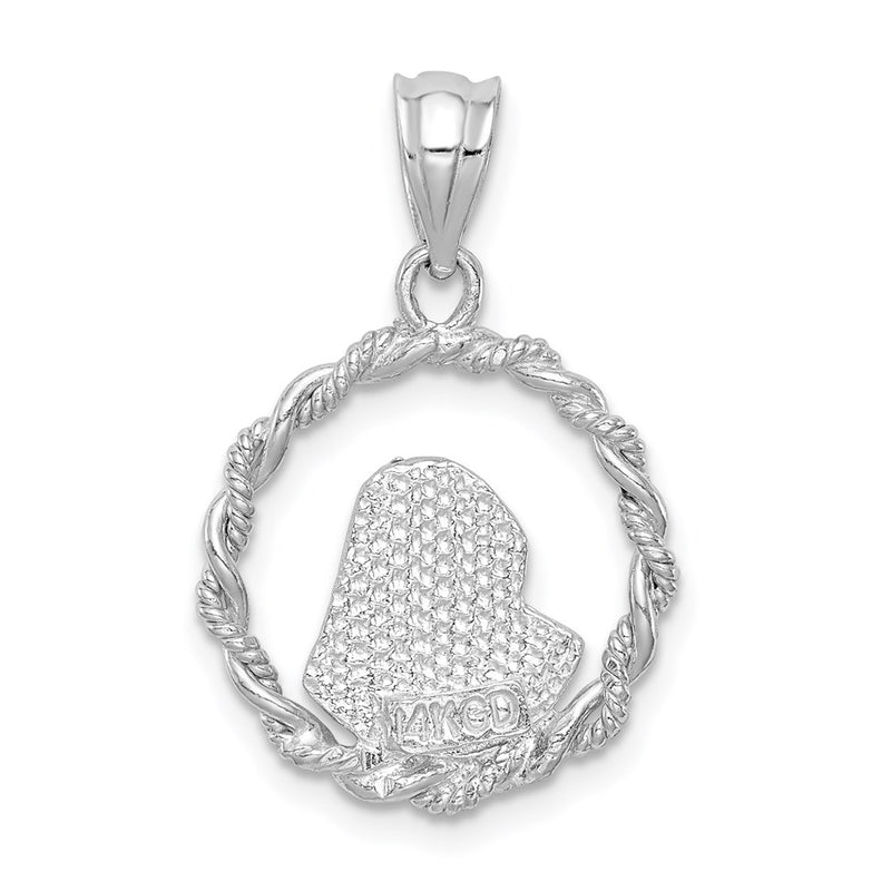 14K White Brushed & Polished Diamond-cut Virgin Mary Pendant-D4681