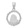 14K White Brushed & Polished Diamond-cut Virgin Mary Pendant-D4681