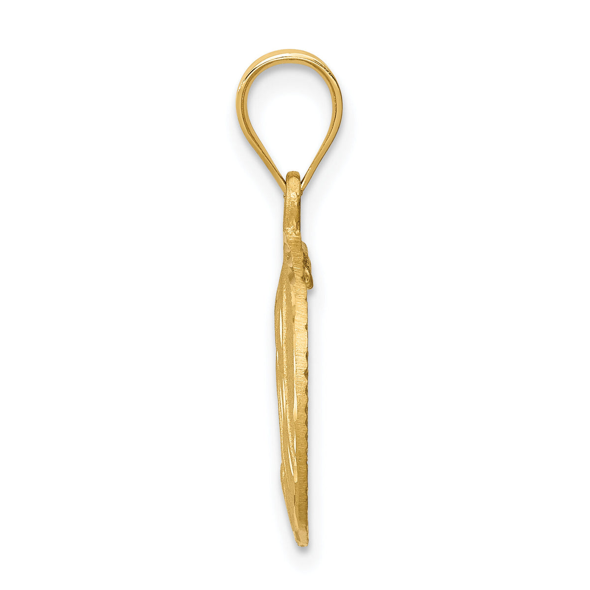14K Brushed Diamond-Cut Virgin Mary Pendant-D4682