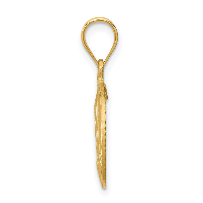 14K Brushed Diamond-Cut Virgin Mary Pendant-D4682