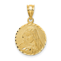 14K Brushed Diamond-Cut Virgin Mary Pendant-D4682