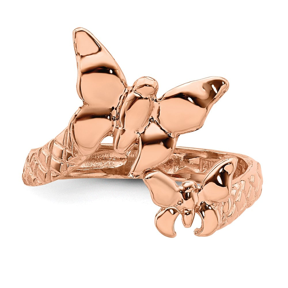 14K Rose Polished & Textured Butterfly Toe Ring-D4689