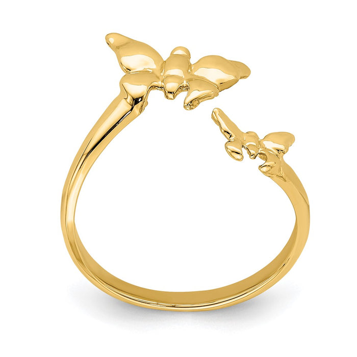 14K Polished Butterfly Toe Ring-D4690