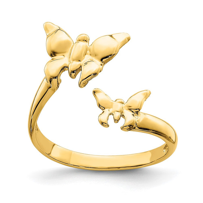 14K Polished Butterfly Toe Ring-D4690