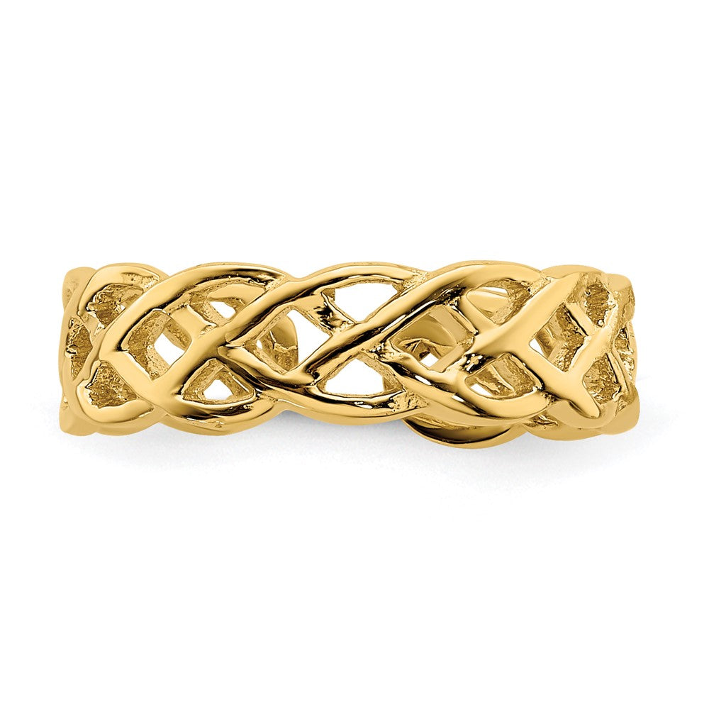 14K Polished Braided Toe Ring-D4694