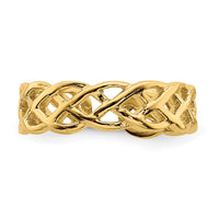 14K Polished Braided Toe Ring-D4694