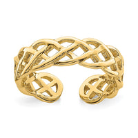 14K Polished Braided Toe Ring-D4694