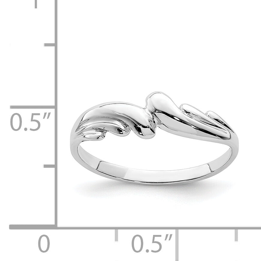 14K White Polished Wave Ring-D4708