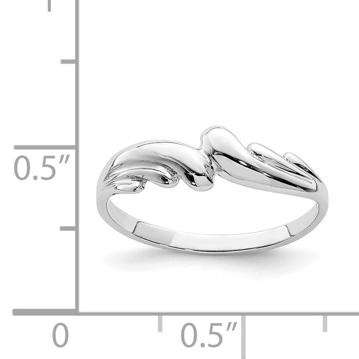 14K White Polished Wave Ring-D4708