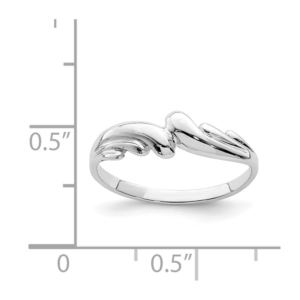 14K White Polished Wave Ring-D4708