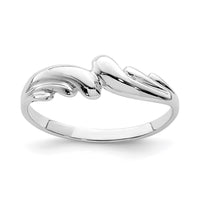 14K White Polished Wave Ring-D4708