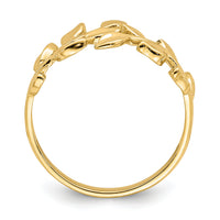 14K Polished Leaf Ring-D4709