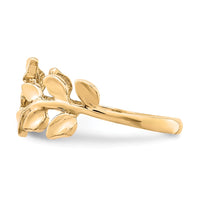 14K Polished Leaf Ring-D4709