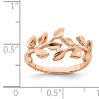 14K Rose Polished Leaf Ring-D4710