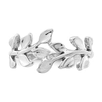 14K White Polished Leaf Ring-D4711