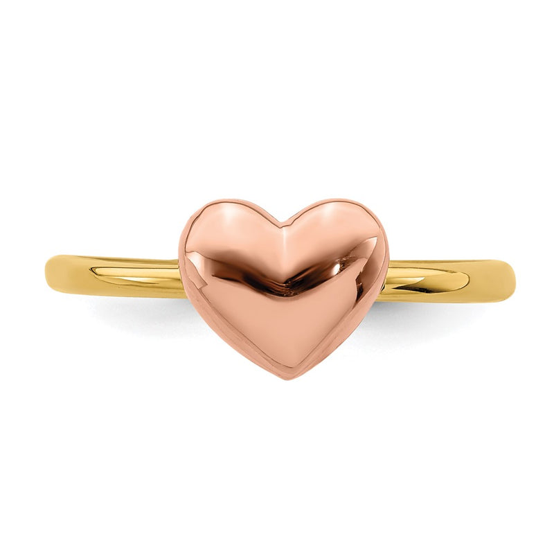 14K Two-tone Polished Heart Ring-D4720