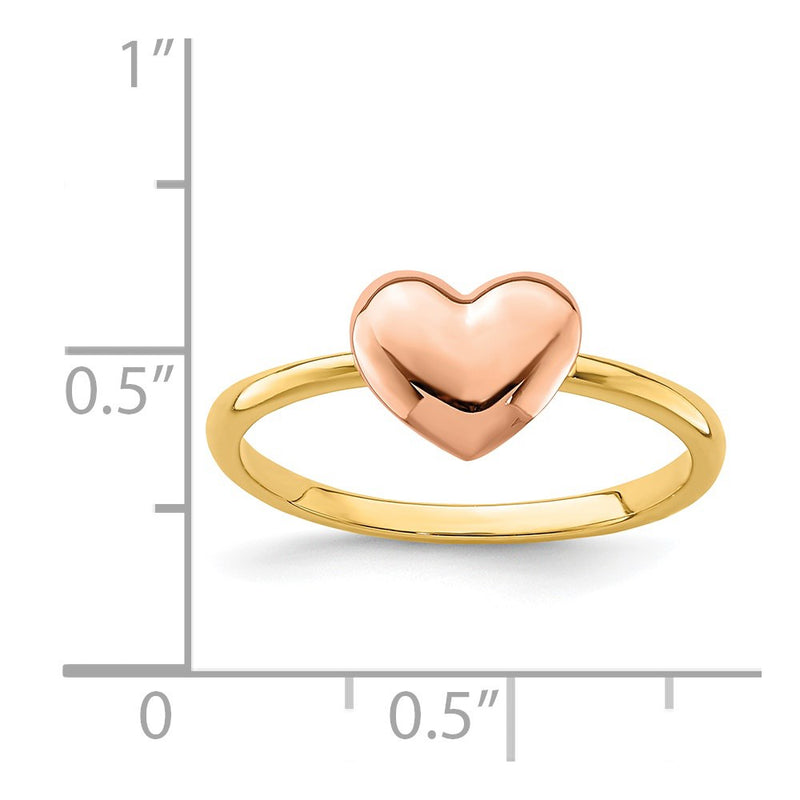 14K Two-tone Polished Heart Ring-D4720