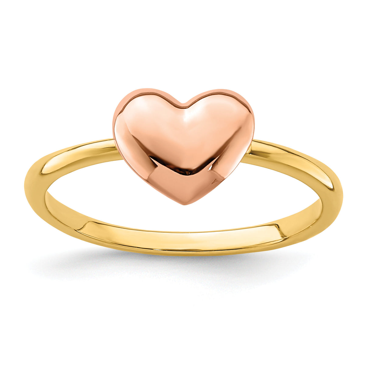 14K Two-tone Polished Heart Ring-D4720