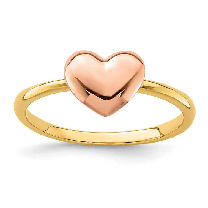 14K Two-tone Polished Heart Ring-D4720