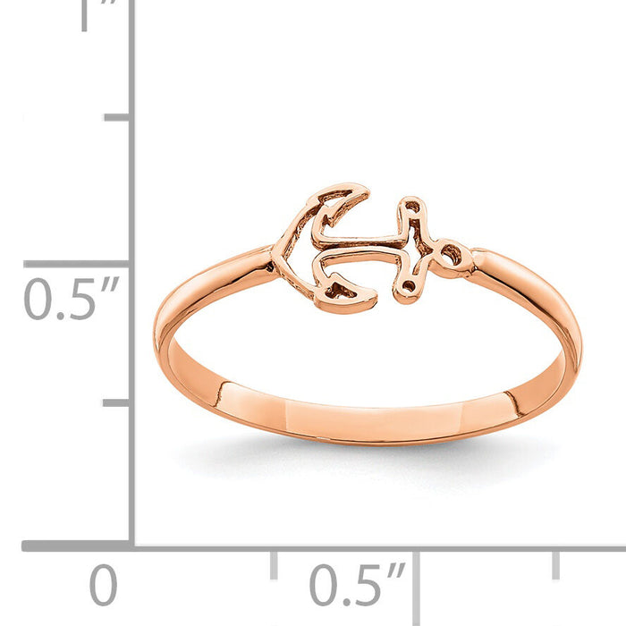 14K Rose Polished Anchor Ring-D4722