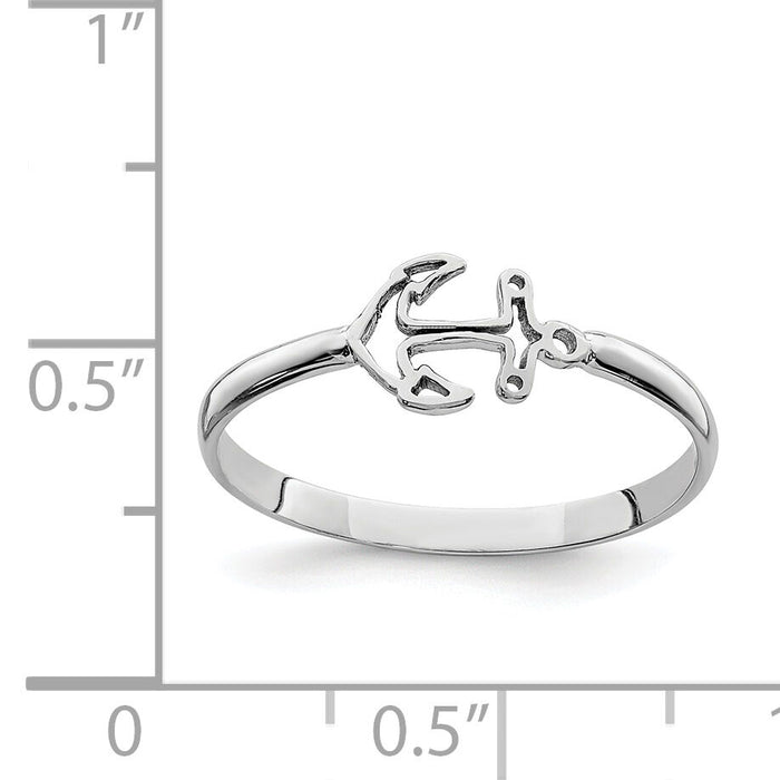14K White Polished Anchor Ring-D4724