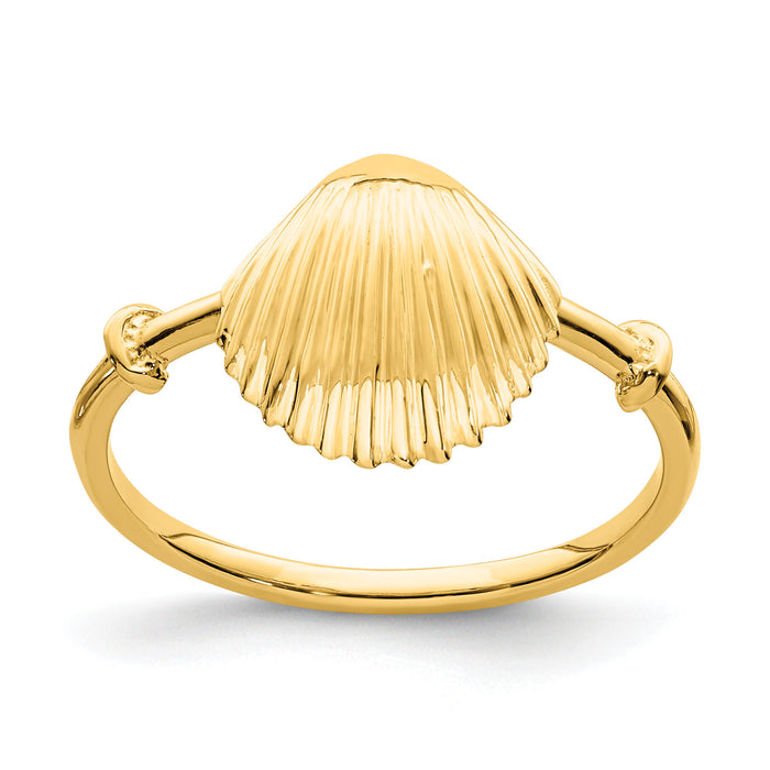 14K Polished Shell Ring-D4729