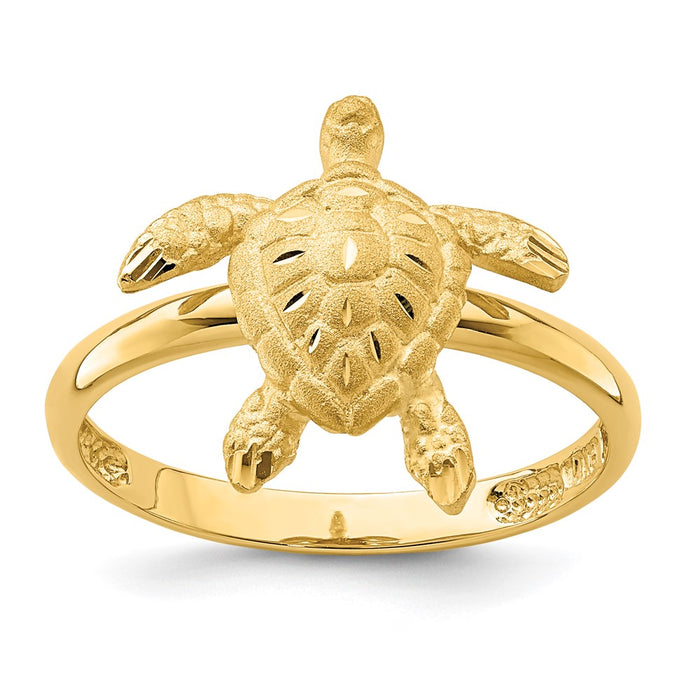 14K Brushed & Polished D/C Turtle Ring-D4731