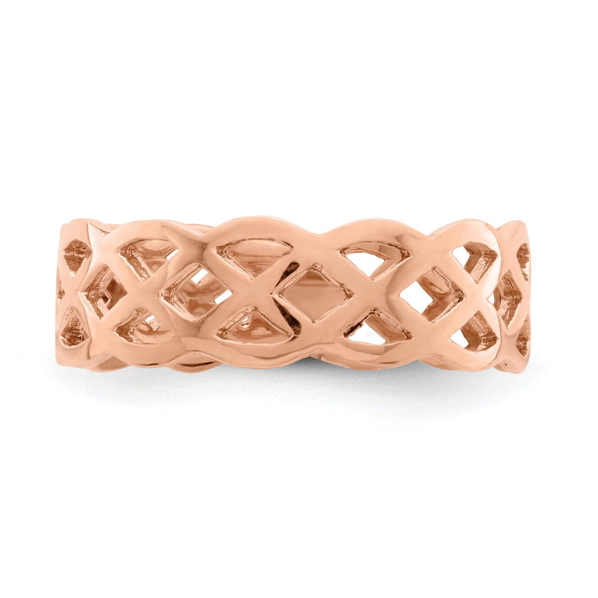 14K Rose Polished Weave Ring-D4733