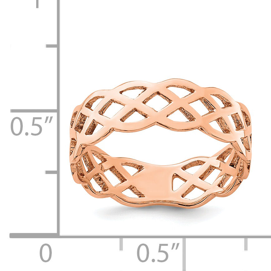 14K Rose Polished Weave Ring-D4733