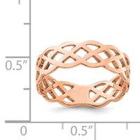 14K Rose Polished Weave Ring-D4733